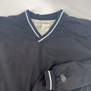 Rawlings Baseball Warm Up Pullover Jacket Black‎ White V-Neck Y2K Men's M